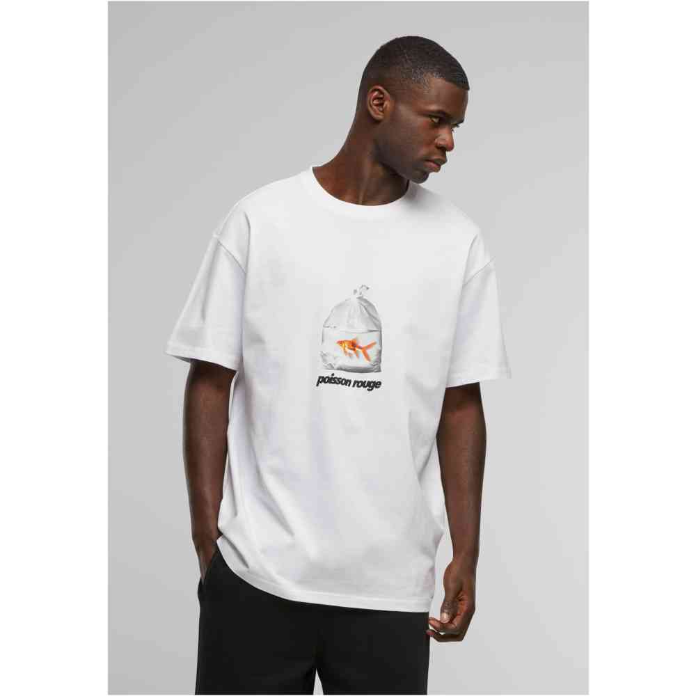 Mister Tee Upscale - Poisson Rouge Heavy Oversize Tshirt Homme - Blanc